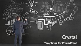  Presentation with general business - Slide set with globe arrows - digitally generated image of focused background and a dark gray colored foreground