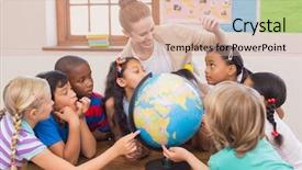  Presentation with elementary school - Cool new PPT layouts with globe at the elementary school backdrop and a lemonade colored foreground