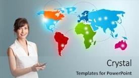  Presentation with woman world - Slides enhanced with globe australia - beautiful young woman holding background and a light blue colored foreground