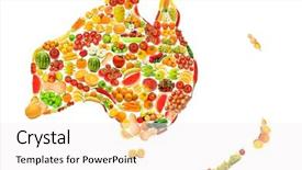  Presentation with fruits - PPT theme featuring globe australia - world map made of many background and a white colored foreground