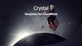  Presentation with red globe - Slide deck consisting of globe black red - young woman mime mixed media background and a wine colored foreground