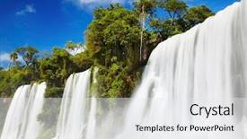  Presentation with waterfalls - Colorful PPT theme enhanced with globe blue - iguassu falls the largest series backdrop and a white colored foreground