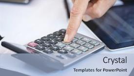  Presentation with budget - Presentation with globe budget - businessman with calculator background and a  colored foreground
