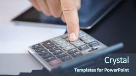  Presentation with calculator - Cool new theme with globe budget - businessman with calculator backdrop and a  colored foreground