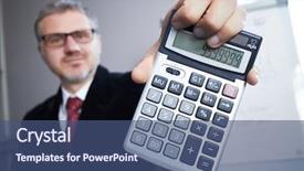  Presentation with calculator - Audience pleasing theme consisting of globe budget - businessman with calculator backdrop and a  colored foreground