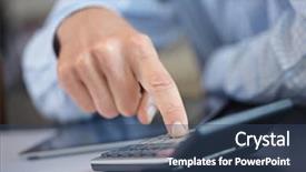  Presentation with calculator parabolic - PPT theme enhanced with globe budget - businessman with calculator background and a  colored foreground