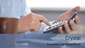  Presentation with retirement calculator - Colorful slides enhanced with globe budget - businessman with calculator backdrop and a ocean colored foreground