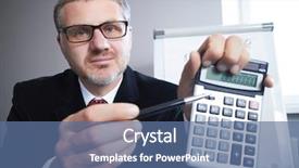  Presentation with calculator parabolic - Cool new presentation with globe budget - businessman with calculator backdrop and a  colored foreground