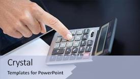  Presentation with retirement calculator - Audience pleasing presentation design consisting of globe budget - businessman with calculator backdrop and a  colored foreground