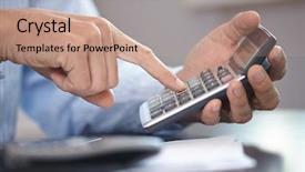  Presentation with calculator - Beautiful PPT layouts featuring globe budget - businessman with calculator backdrop and a coral colored foreground