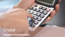  Presentation with calculator parabolic - Amazing slide set having globe budget - businessman with calculator backdrop and a coral colored foreground