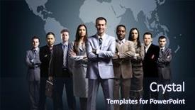  Presentation with green earth world globe map - Colorful theme enhanced with world business - businessmen standing in front backdrop and a wine colored foreground