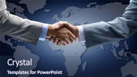  Presentation with contract - Cool new PPT theme with business contract - handshake with map backdrop and a ocean colored foreground