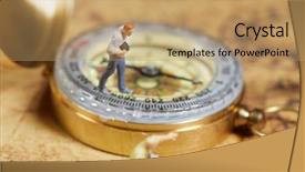  Presentation with old map - Presentation theme featuring globe compass - travelling concepts group of traveler background and a coral colored foreground