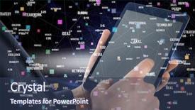  Presentation with using digital tablet - Slides enhanced with globe cross - businessman using digital tablet background and a tawny brown colored foreground