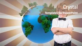  Presentation with rope line design in - Presentation theme featuring globe cross - cute pupil looking at camera background and a coral colored foreground