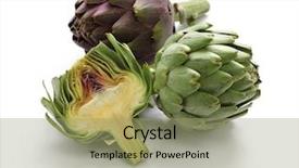  Presentation with cut - Cool new slide set with globe cross - whole and half cut artichoke backdrop and a mint green colored foreground