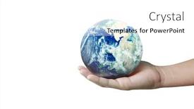  Presentation with hand holding earth - Beautiful slide deck featuring human hand holding our backdrop and a white colored foreground