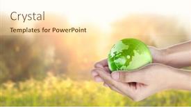  Presentation with hand holding earth - Audience pleasing slide set consisting of globe earth in human hand holding our planet glowing earth image provided by nasa backdrop and a cream colored foreground