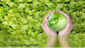  Presentation with hand holding earth - Cool new presentation theme with globe-earth-in-human-hand backdrop and a gold colored foreground