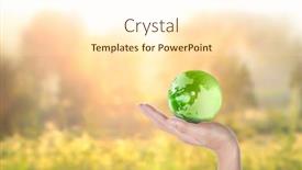  Presentation with hand holding earth - Amazing presentation design having globe-earth-in-human-hand backdrop and a cream colored foreground