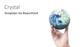  Presentation with hand holding earth - Cool new slide deck with globe-earth-in-human-hand backdrop and a white colored foreground