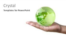  Presentation with hand holding earth - Beautiful PPT theme featuring globe-earth-in-human-hand backdrop and a white colored foreground