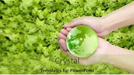  Presentation with earth planet globe - Beautiful slide set featuring globe-earth-in-human-hand backdrop and a yellow colored foreground