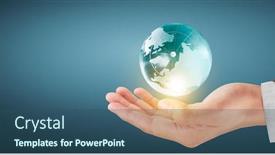  Presentation with earth planet globe - PPT layouts featuring globe-earth-in-human-hand background and a ocean colored foreground