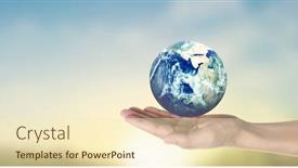  Presentation with earth planet globe - Slide set consisting of globe-earth-in-human-hand background and a cream colored foreground