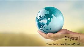  Presentation with hand holding earth - Cool new presentation design with globe-earth-in-human-hand backdrop and a yellow colored foreground