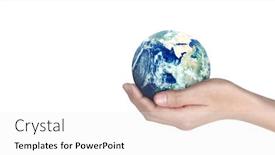  Presentation with hand holding earth - Cool new PPT layouts with globe-earth-in-human-hand backdrop and a white colored foreground