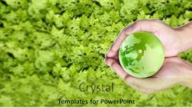  Presentation with earth planet globe - PPT theme featuring globe-earth-in-human-hand background and a yellow colored foreground