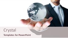  Presentation with earth planet globe - Cool new presentation with globe-earth-in-human-hand backdrop and a sky blue colored foreground