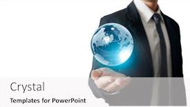  Presentation with hand holding earth - Slide deck enhanced with globe-earth-in-human-hand background and a white colored foreground