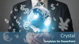  Presentation with earth planet globe - Beautiful slide deck featuring globe-earth-in-human-hand backdrop and a ocean colored foreground