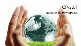  Presentation with hand holding earth - Audience pleasing theme consisting of globe earth in human hand backdrop and a white colored foreground