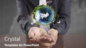  Presentation with earth planet globe - Beautiful PPT layouts featuring globe-earth-in-human-hand backdrop and a violet colored foreground