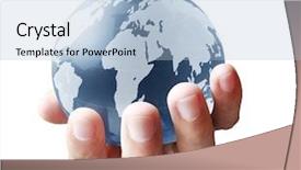  Presentation with energy - PPT theme enhanced with globe energy - earth in hands background and a light blue colored foreground