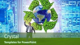  Presentation with recycling - Amazing presentation theme having globe green 3d - businessman in recycling ecological concept backdrop and a forest green colored foreground