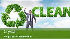  Presentation with recycling - Beautiful presentation design featuring globe green 3d - businessman in recycling ecological concept backdrop and a tawny brown colored foreground