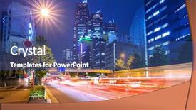 Presentation with street lights - PPT layouts featuring globe highway - cityscape of shinjuku district background and a ocean colored foreground