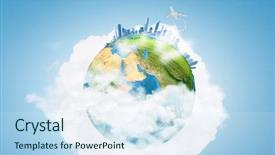  Presentation with elements - Presentation theme with globe highway - our earth planet and modern background and a sky blue colored foreground