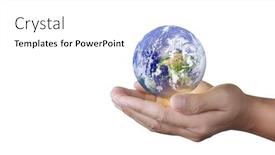  Presentation with hand saving - Theme having globe-in-hand-earth-energy background and a white colored foreground