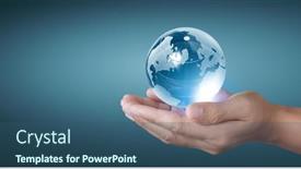  Presentation with hand saving - Audience pleasing presentation design consisting of globe-in-hand-earth-energy backdrop and a ocean colored foreground
