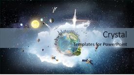  Presentation with globe - Slide deck enhanced with globe in space mixed media background and a light blue colored foreground