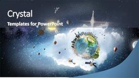  Presentation with space - Audience pleasing slides consisting of globe in space mixed media backdrop and a ocean colored foreground