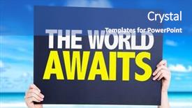  Presentation with bengali wedding card - Audience pleasing presentation design consisting of globe indonesia - worlds awaits card with beach backdrop and a teal colored foreground