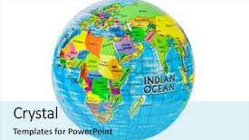  Presentation with globe - PPT layouts enhanced with globe isolated on white background background and a cyan colored foreground