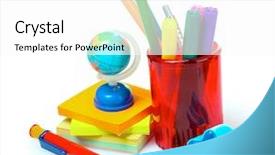  Presentation with yellow paper - Slides enhanced with globe isolated on white background and a white colored foreground